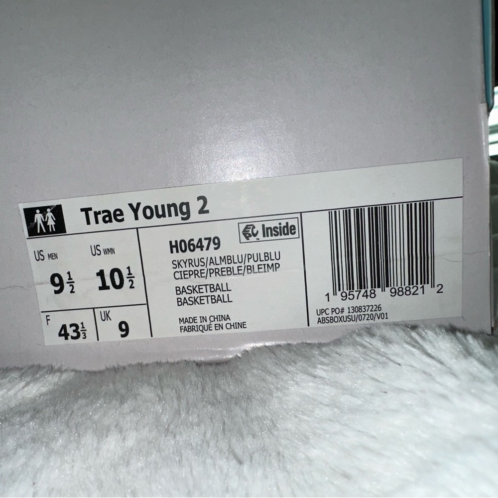 Adidas Trae Young 2 Ice Athletic Basketball Sneakers Sky Blue White UNC H06479 - Picture 15 of 15